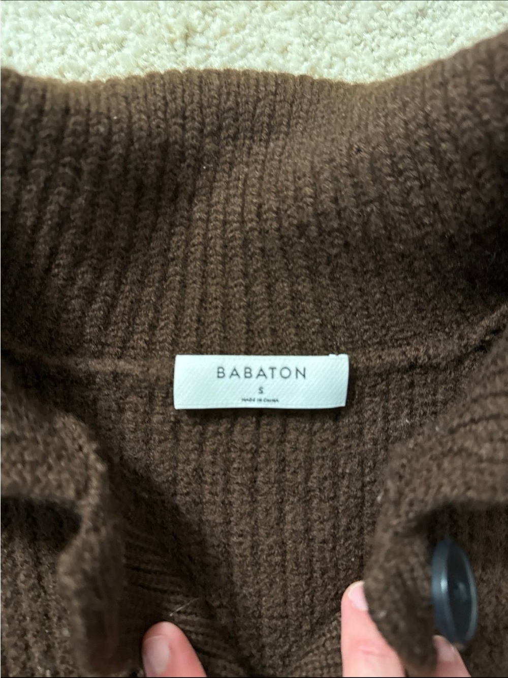Aritzia Brown Cable-Knit Button-Front Cardigan babaton emporia - Picture 8 of 8